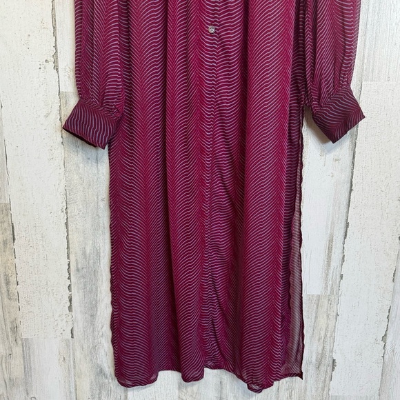 Anthropologie Maeve Imogen Long Sheer Button Front Tunic Top Size 6 - Picture 8 of 14